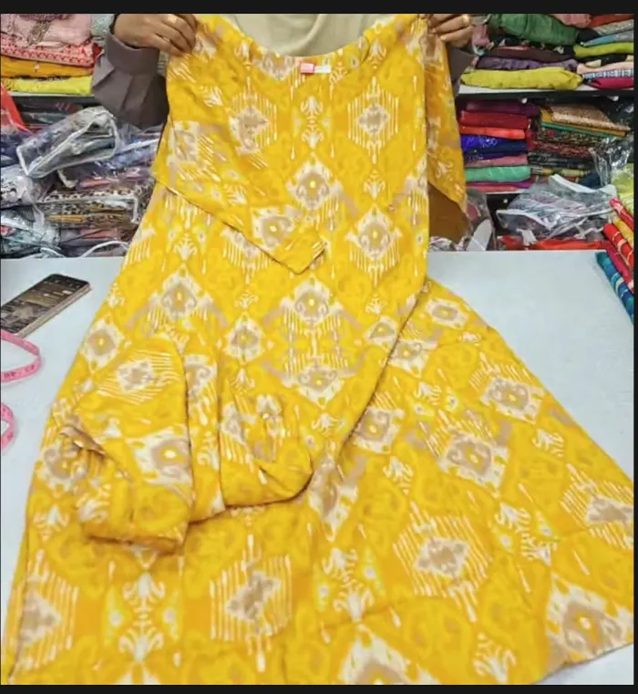 Premium 1st Quality Rayon Stright Side cut Top Co-Ord Set | TS3370